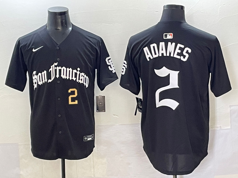 Men 2025 San Francisco Giants #2 Adames Black Five generations Joint Name Nike MLB Jersey 10->san francisco giants->MLB Jersey